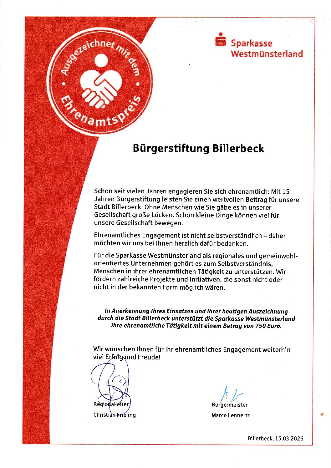 2026-03-15 Ehrenamtspreis 2026 Bürgerstiftung Billerbeck