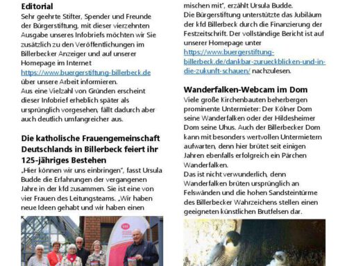 Neues von der Bürgerstiftung – Infobrief Nr. 14