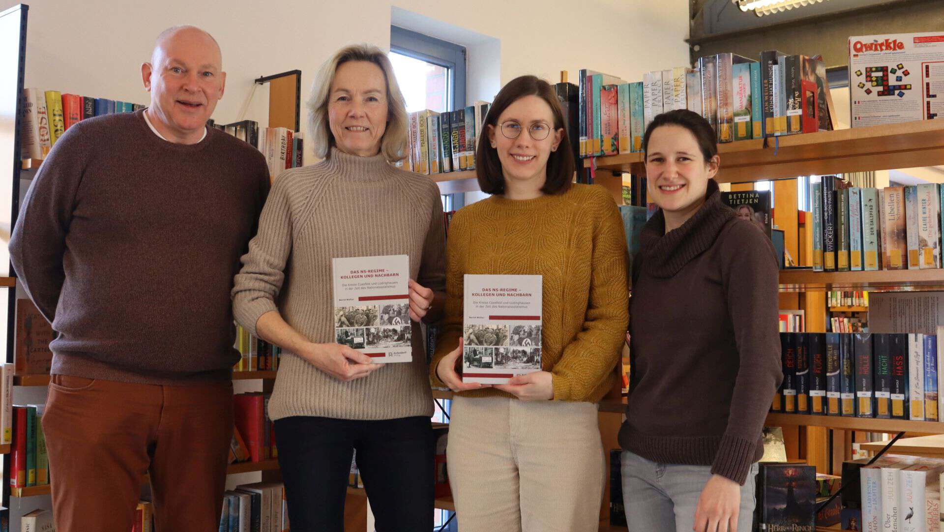 Martin Braun, Marion Dittrich, Judith Wenker, Eva Bolwin in der Bücherei Billerbeck